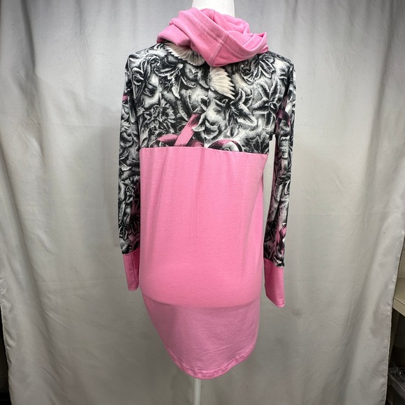 LuLaRoe Amber Hoodie Womens Small Pink Floral Breast Cancer Ribbon Pullover S - Picture 7 of 10